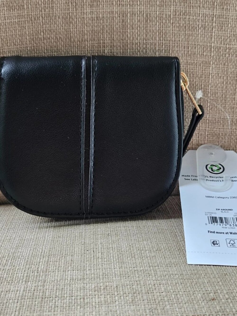 Time and True Women Wallet Black Faux Leather Zip Around Coin Wallet Cardholder - Picture 2 of 12